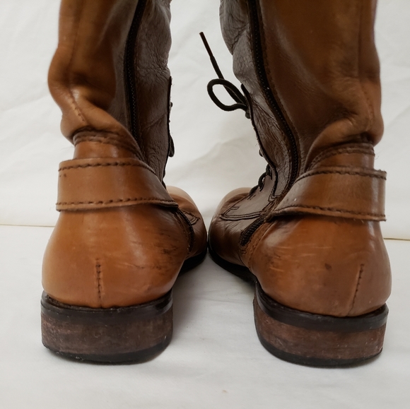 Riding Boot Knee High Carmel Zippered Buckles Laces Very Comfortable S-41 - Picture 4 of 9